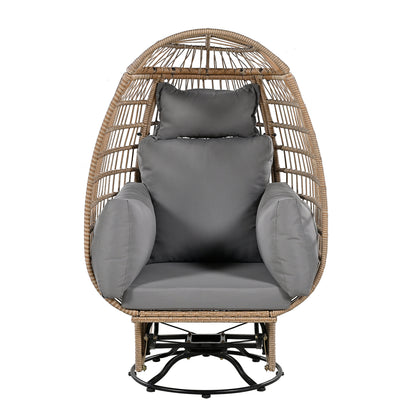 Bell Outdoor Swivel Chair with Cushion (Natural Wicker + Gray Cushion)