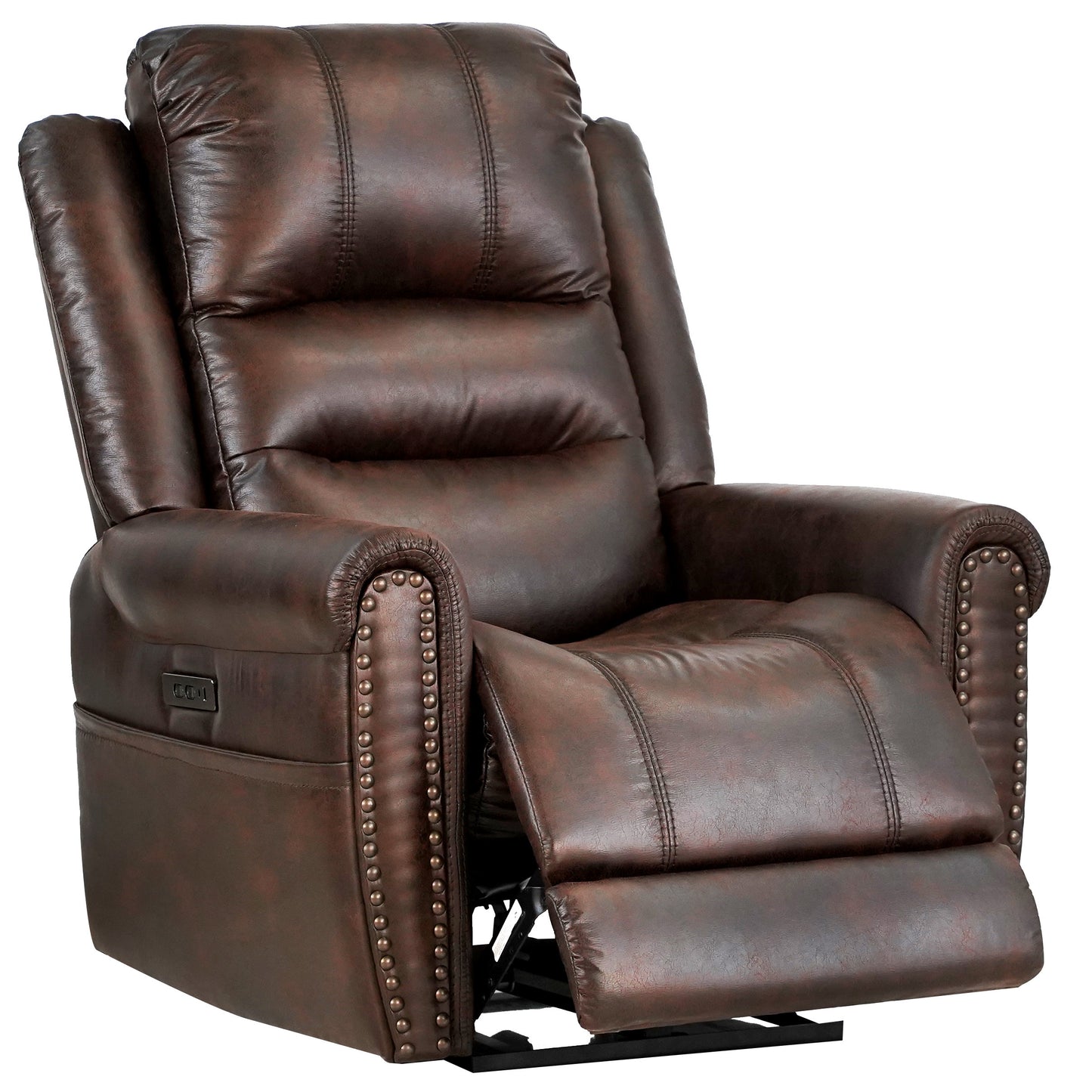 Slora Power Leather Gel Recliner Chair -Brown