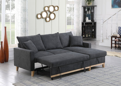 Colton Woven Reversible Sleeper Sectional Sofa with Storage Chaise - Dark Gray