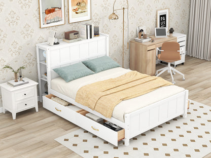 Zeal Full Size Platform Bed w Storage - White