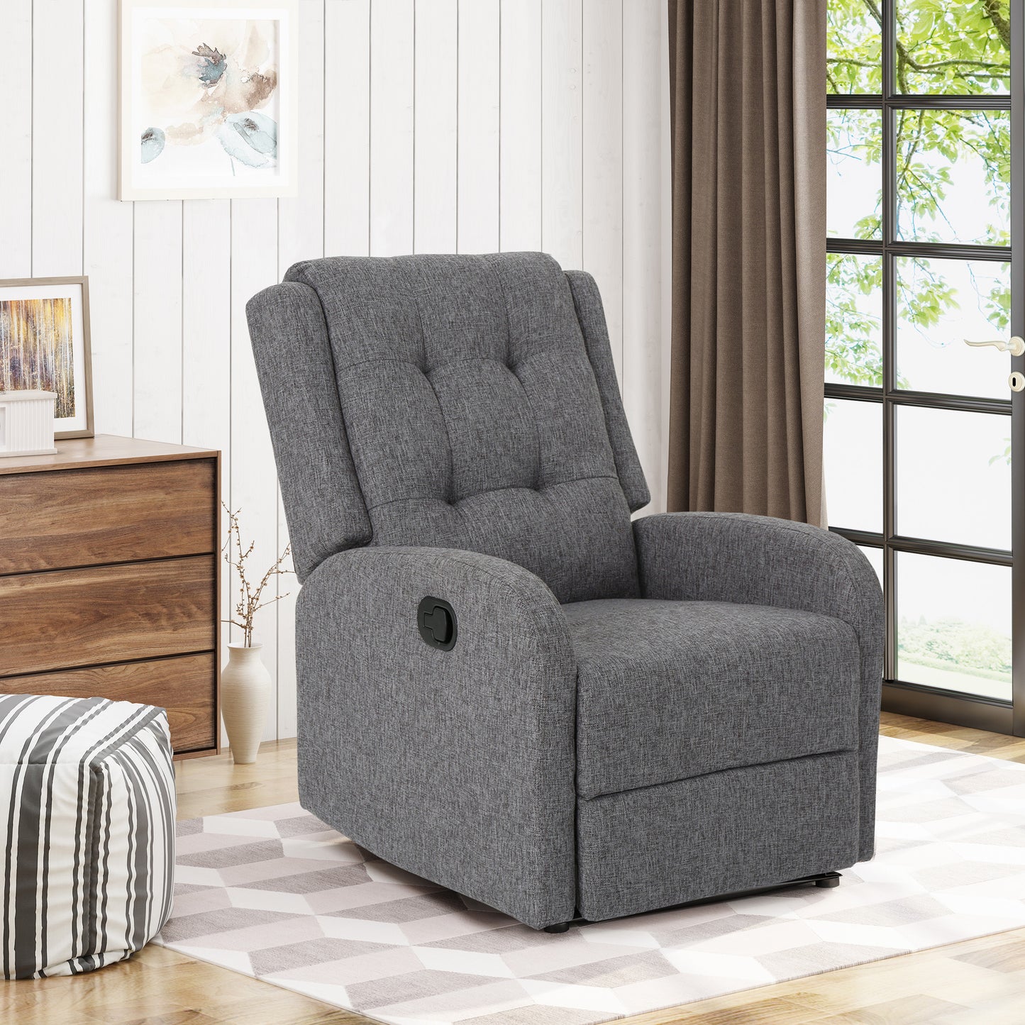 Flora Manual Recliner Chair - Charcoal