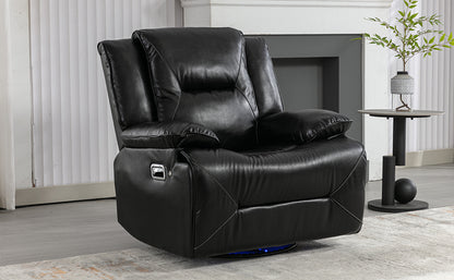 Meyer 360° Swivel and Rocking Manual Recliner Chair with a LED - Black