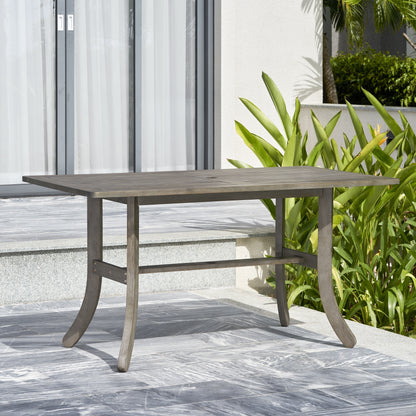 Aloe Farmhouse Wood Patio Dining Table  - Gray Wash