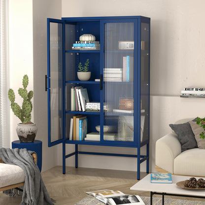 Pratt Double Door Tempered Glass Sideboard - Blue