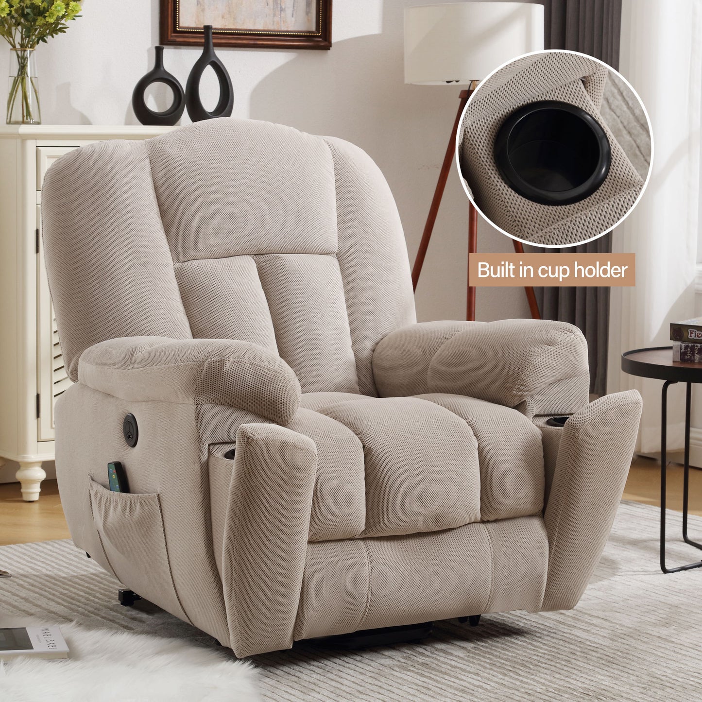 Minder Power Lift Recliner Chair Recliners - Beige