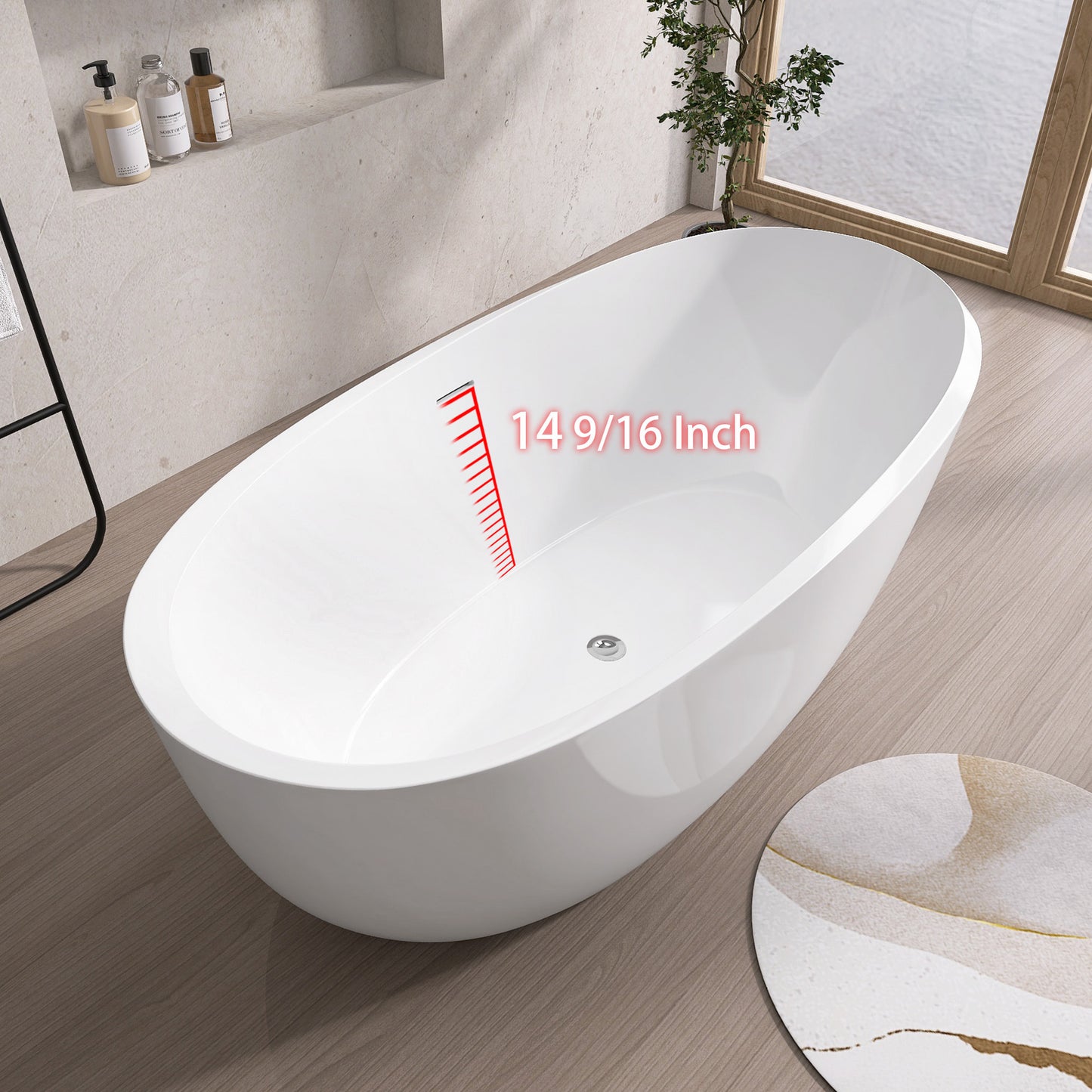 Mody 67" Acrylic Freestanding  Soaking Bathtub - Gloss White