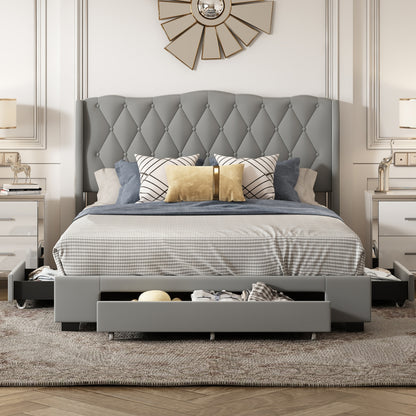 Valencia Queen Size Platform Bed - Gray