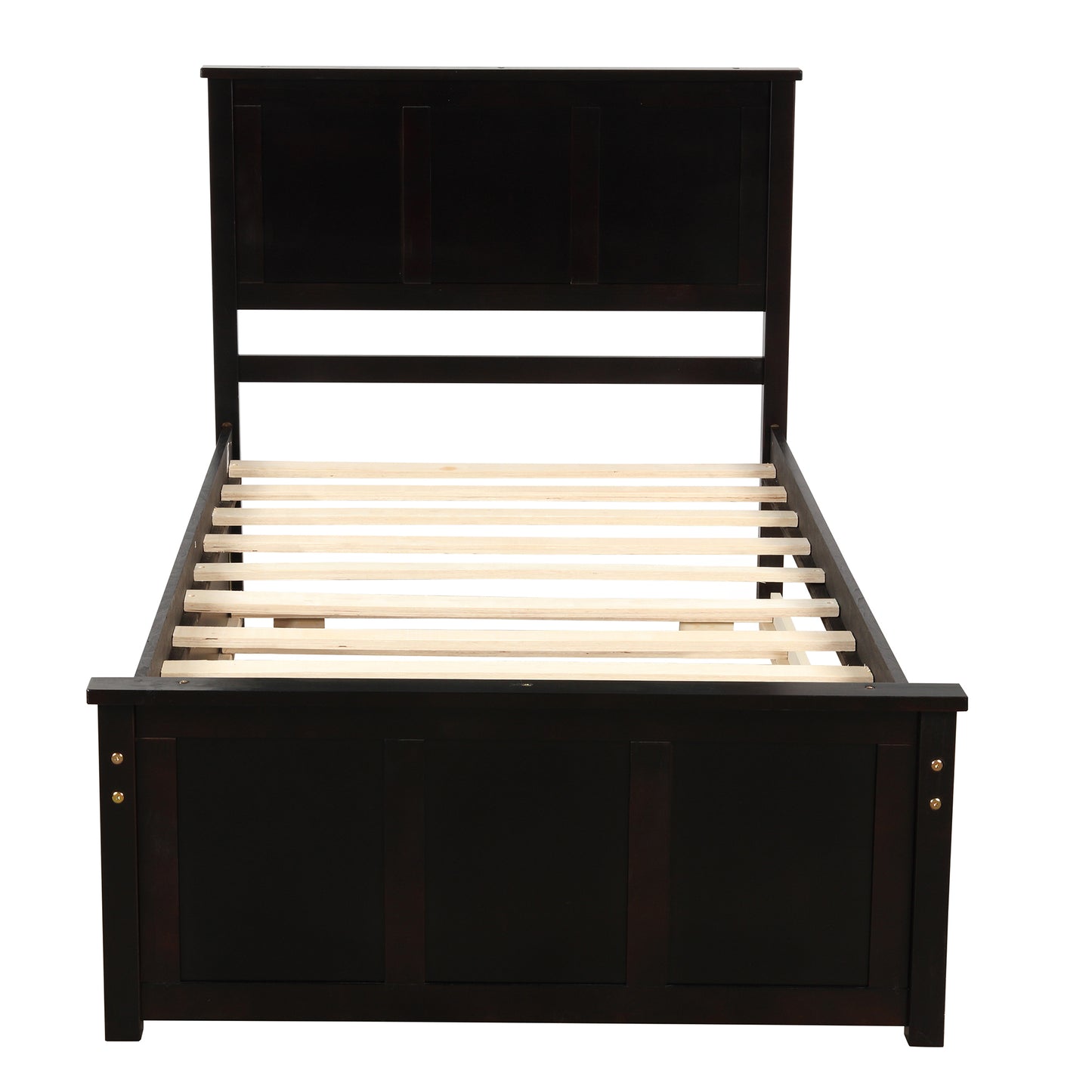 Iso Twin Size Platform Bed with Twin Size Trundle - Espresso