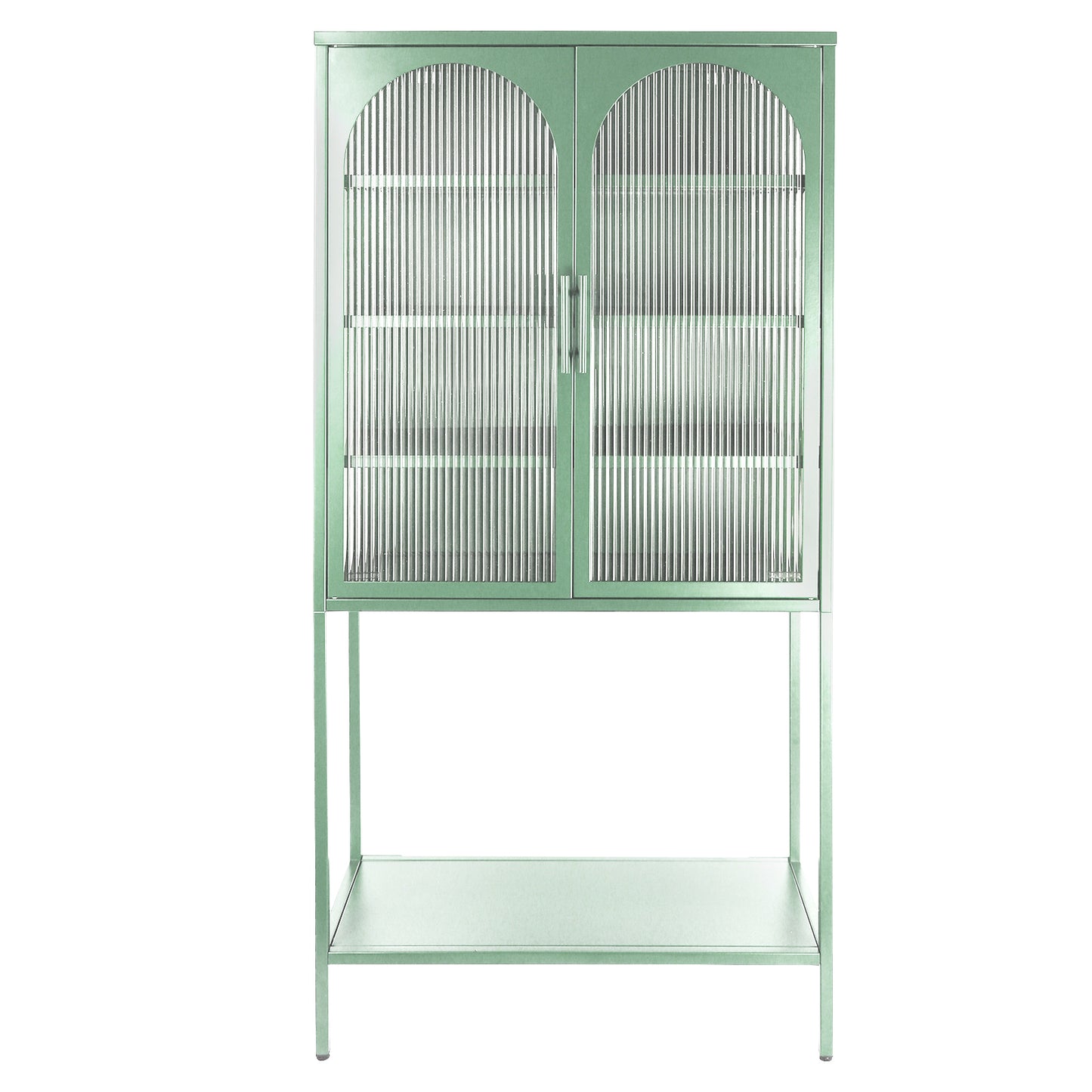 Arched II Glass Doors Floor Cabinet - Mint Green