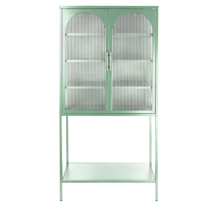 Arched II Glass Doors Floor Cabinet - Mint Green