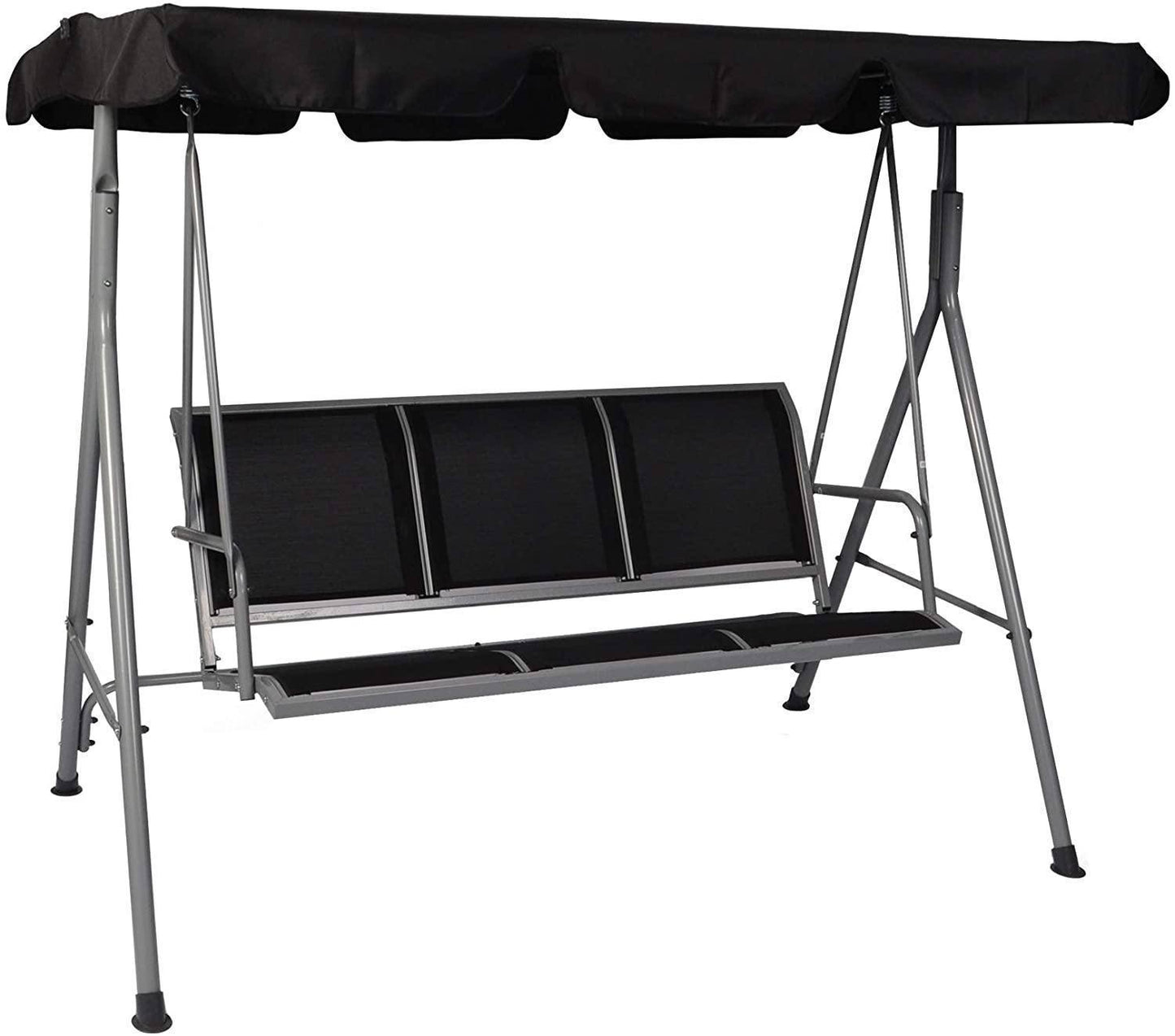 Rosser 3-Person Outdoor Swing Chair Adjustable Canopy - Black