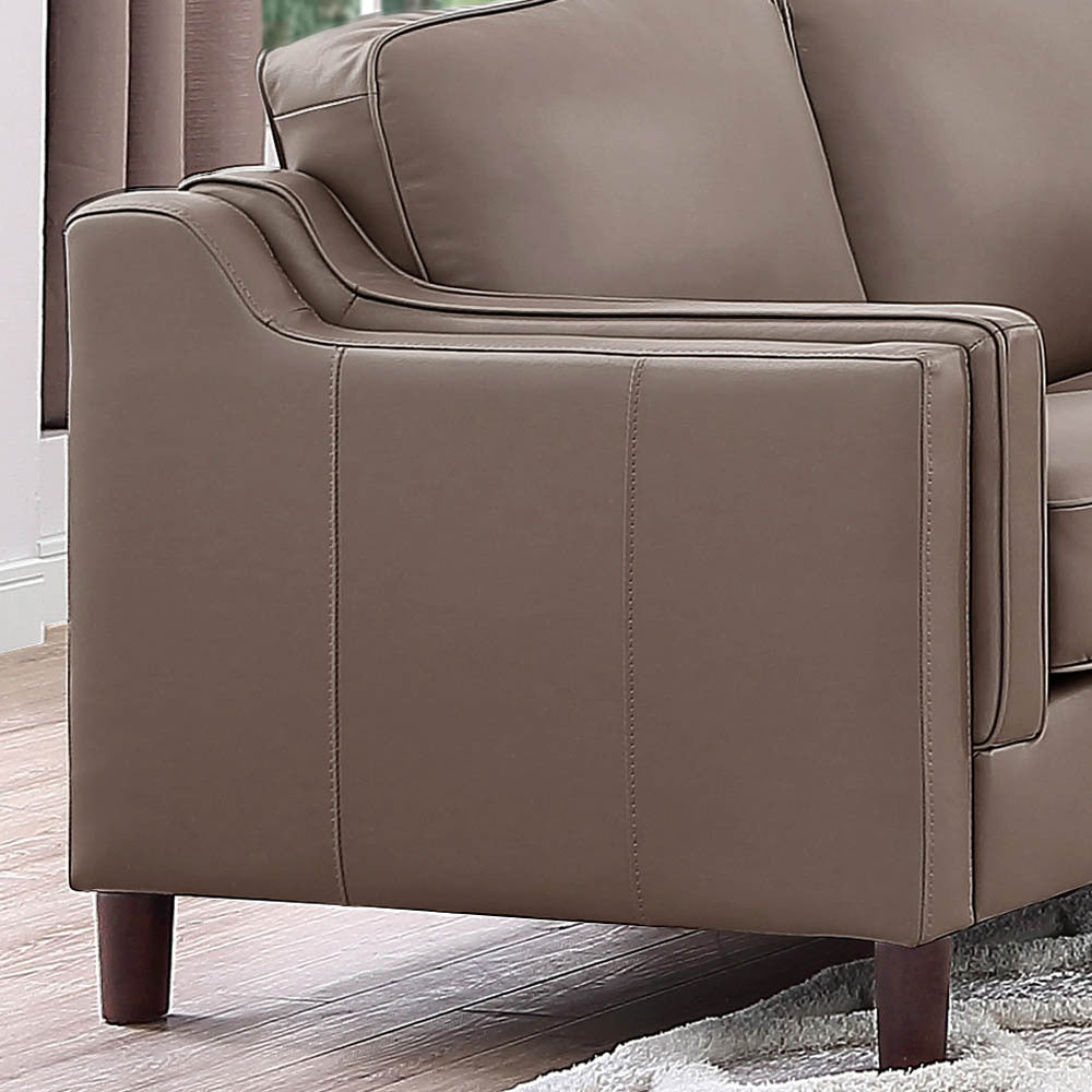 Bella Top Grain Leather Loveseat - Taupe+Brown