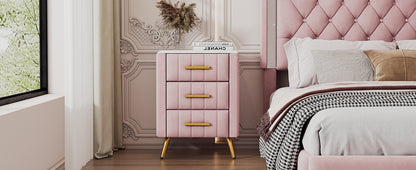 Kati Upholstered Wooden Nightstand - Pink