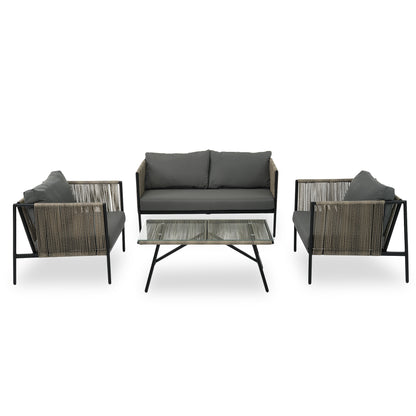 Felton 4 Pc Patio Rope Sofa Set - Gray