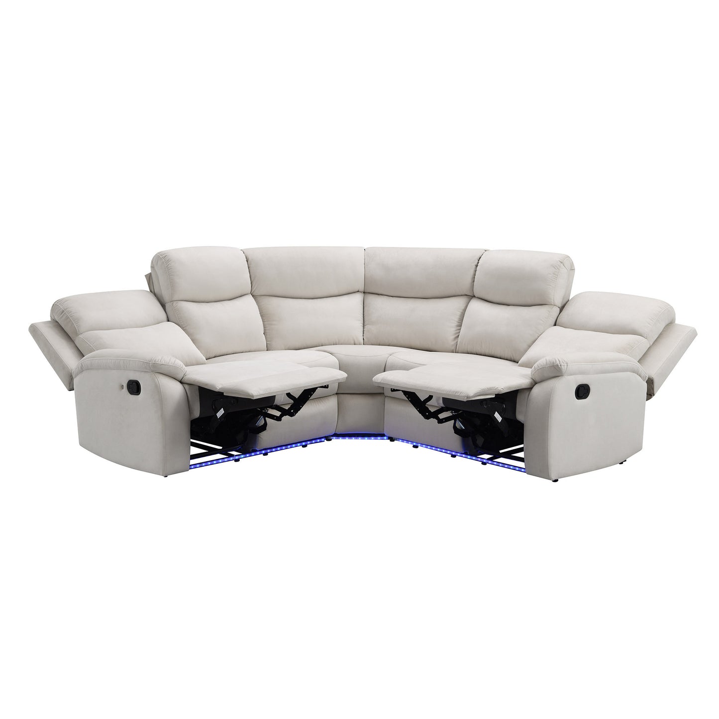 Maria Manual Recliner Chairs Set with LED Light Strip - Beige