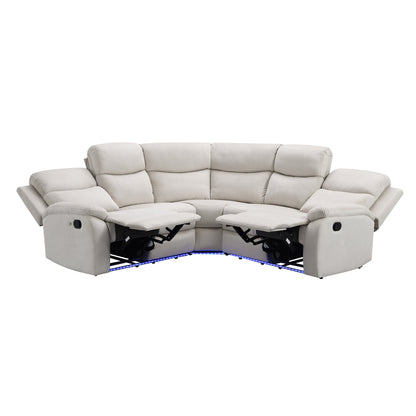 Maria Manual Recliner Chairs Set with LED Light Strip - Beige