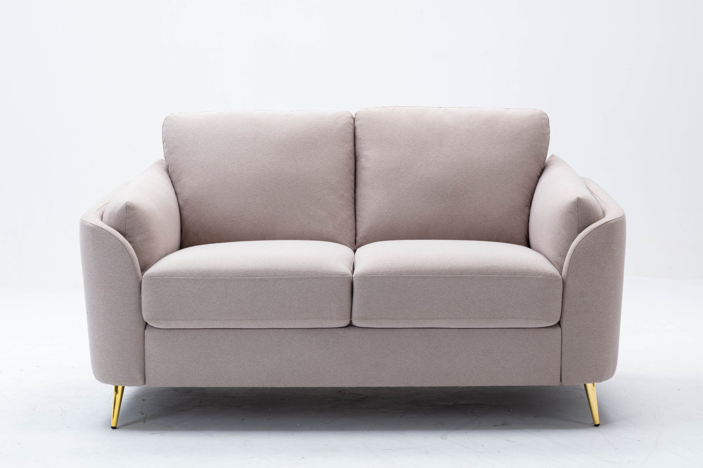 Kira Loveseat  with Gold Metal Legs - Beige