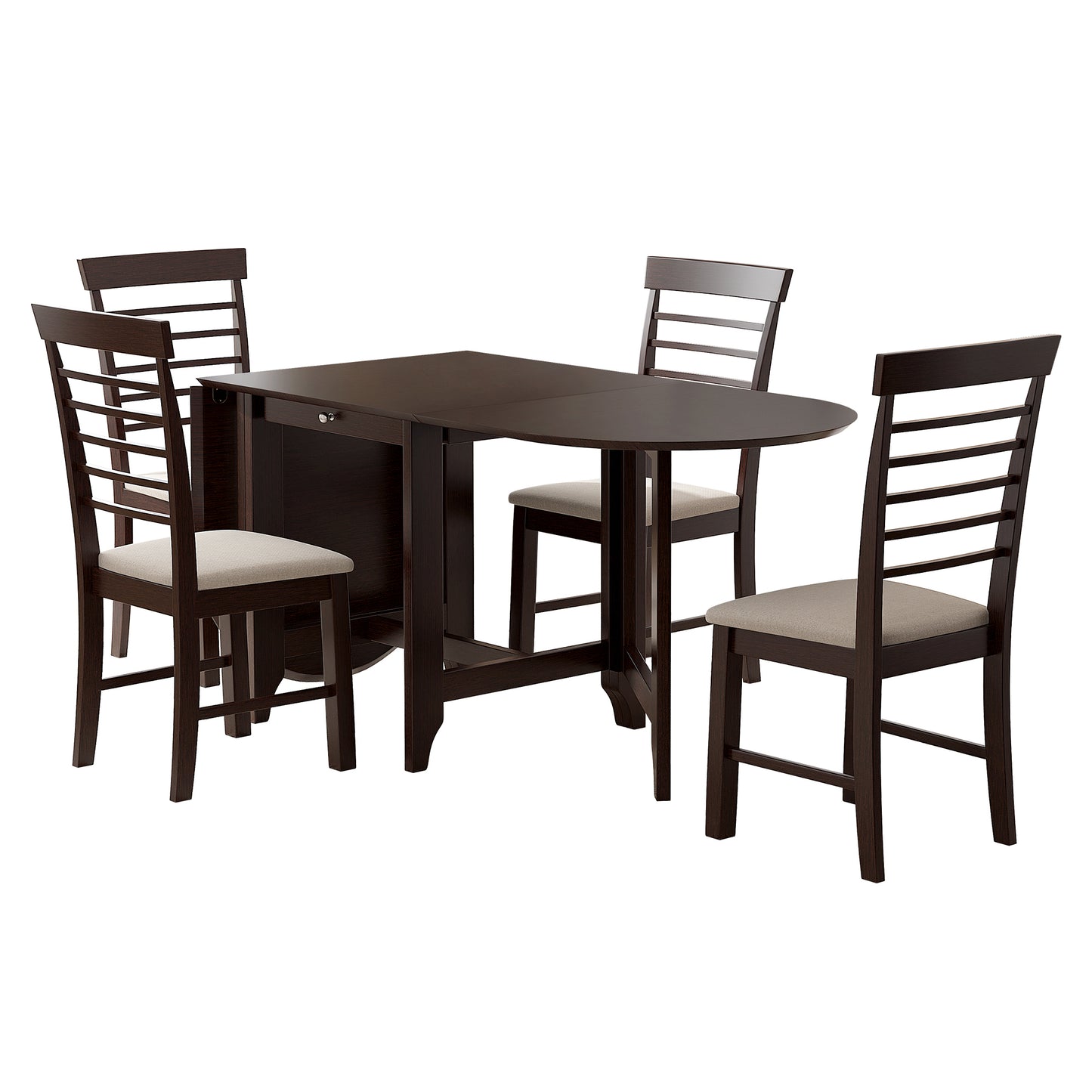 Ivan 5pc Dining Set Extendable Table 4x Side - Dark Brown