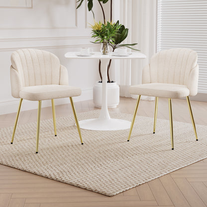 Zulma Fabric Dining Chairs with Gold Leg (Set of 2) - Beige