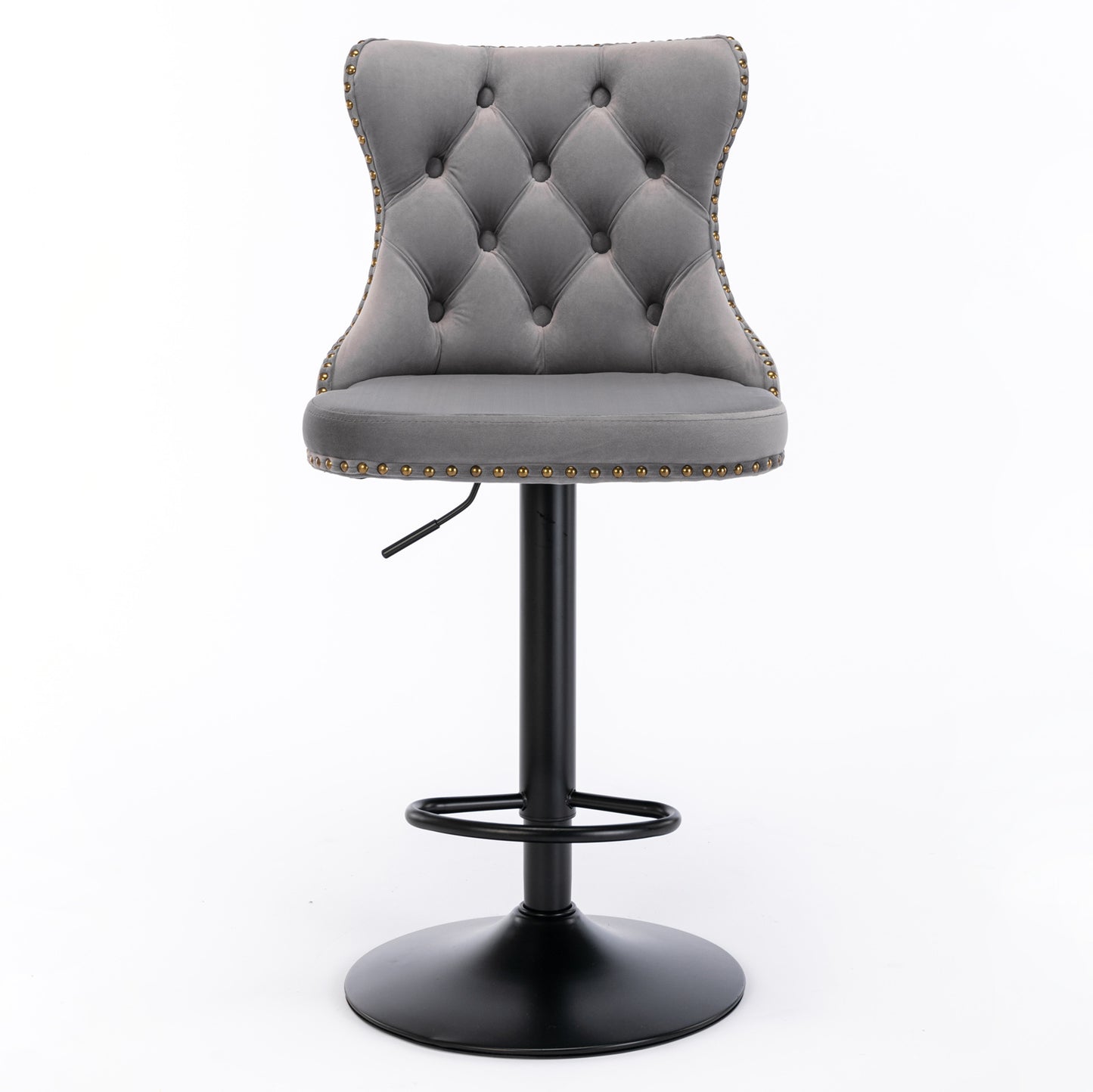 Rise 180 Velvet Barstools Adjusatble Seat Height - Gray Set of 2