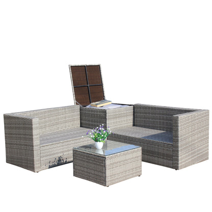 Ochoa 4 Pc Patio Sectional Wicker Rattan Sofa Set - Gray