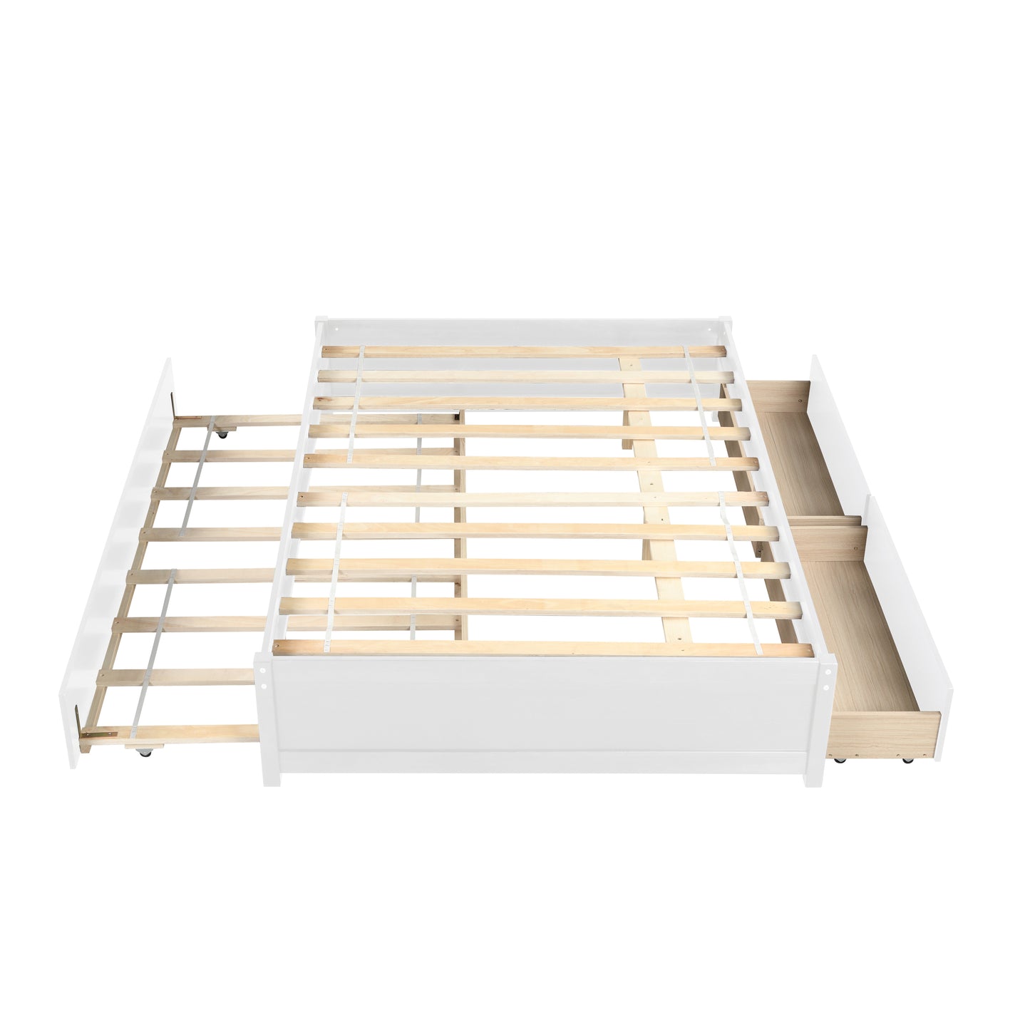 Trundle Max Twin Bed with Storage Drawers - White