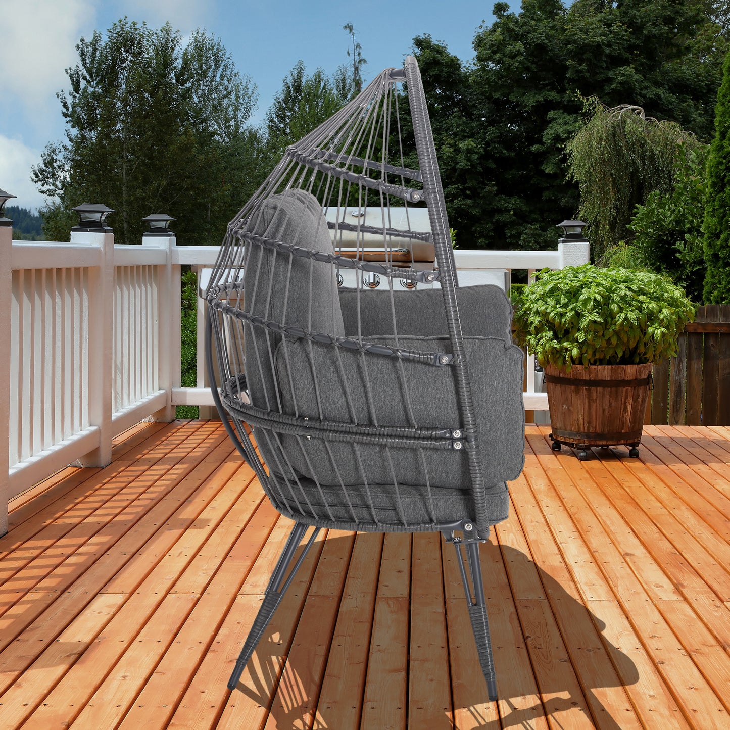 Mora Egg Wicker Outdoor Indoor Basket Chair - Gray