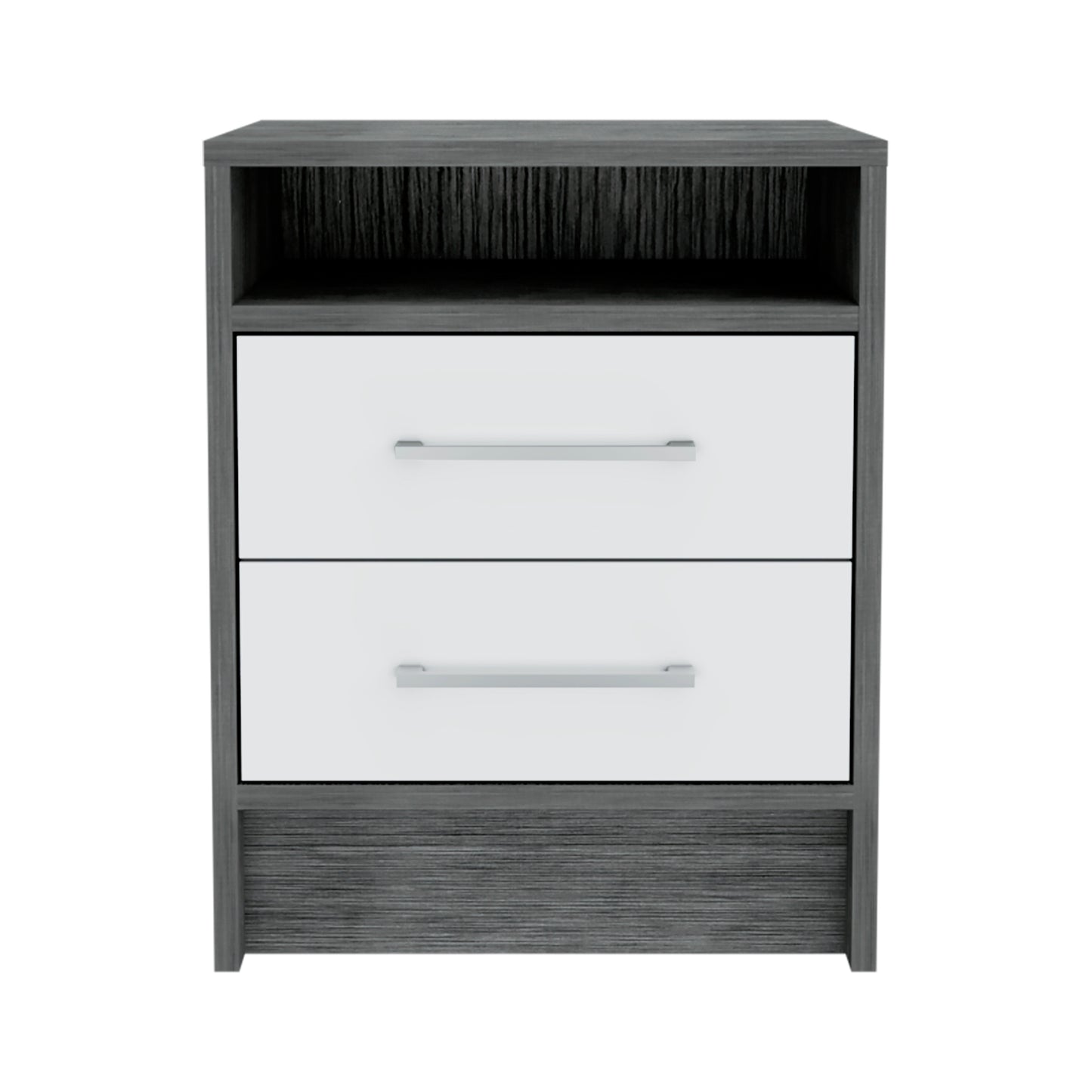 Eter Nightstand Two Drawers - Smokey Oak / White