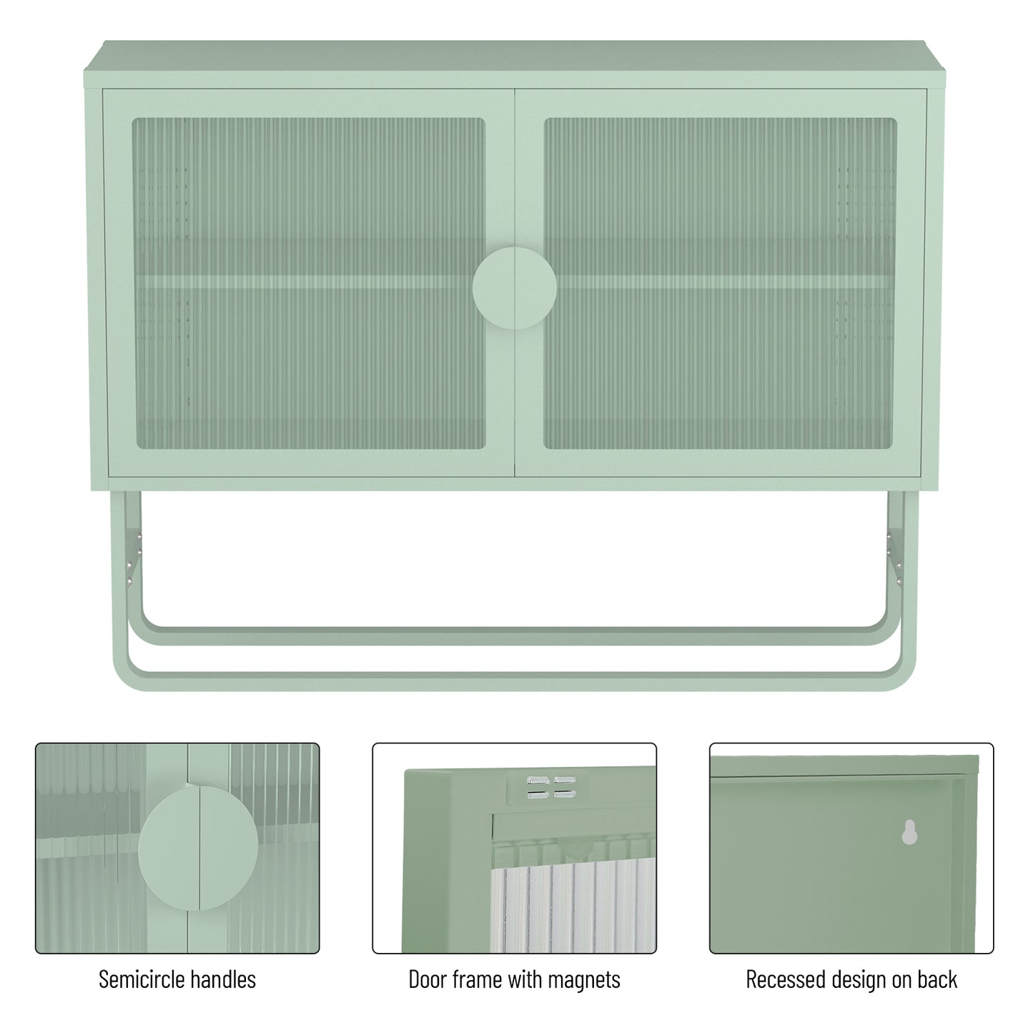 Tempered Glass Cabinet Credenza - Light Green