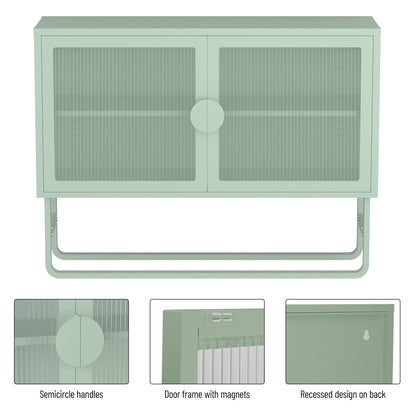 Tempered Glass Cabinet Credenza - Light Green