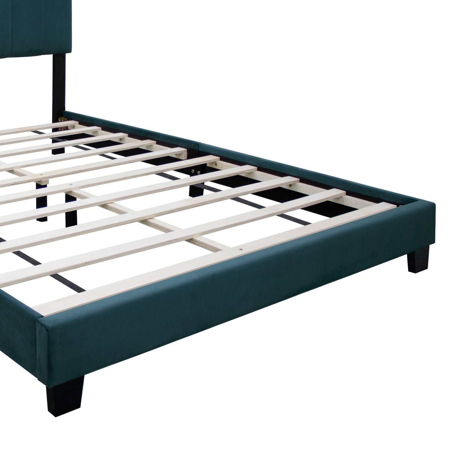 York Queen Size Platform Bed with Adjustable Height - Green