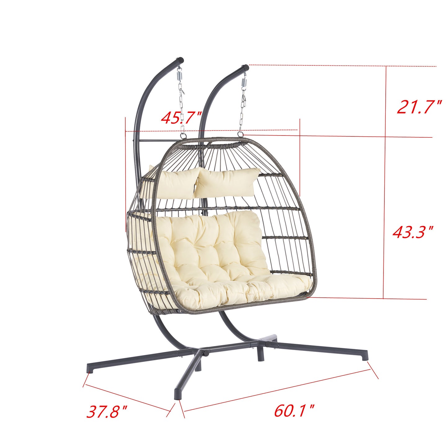 Thornton For 2 People Outdoor Rattan Hanging Chair - Beige