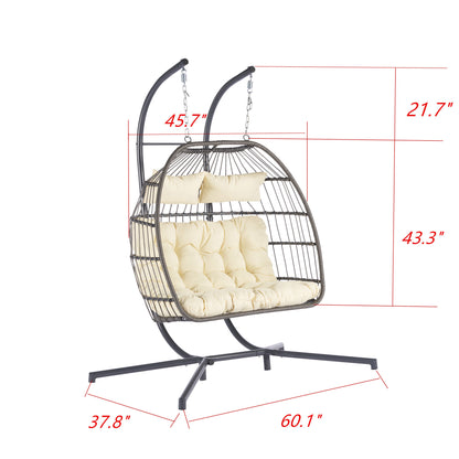 Thornton For 2 People Outdoor Rattan Hanging Chair - Beige