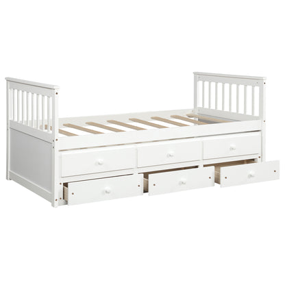 Abby Twin Daybed with Trundle Bed and Storage Drawers - White