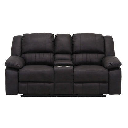 Marshall Black Reclining Console Loveseat