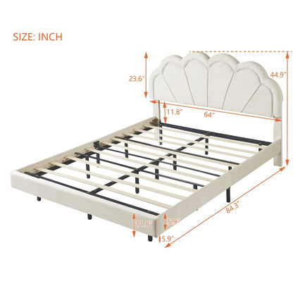 Atlantic Queen Size Platform Bed Frame withe LED - Beige