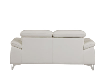 Victor Top Grain Italian Leather Loveseat - White