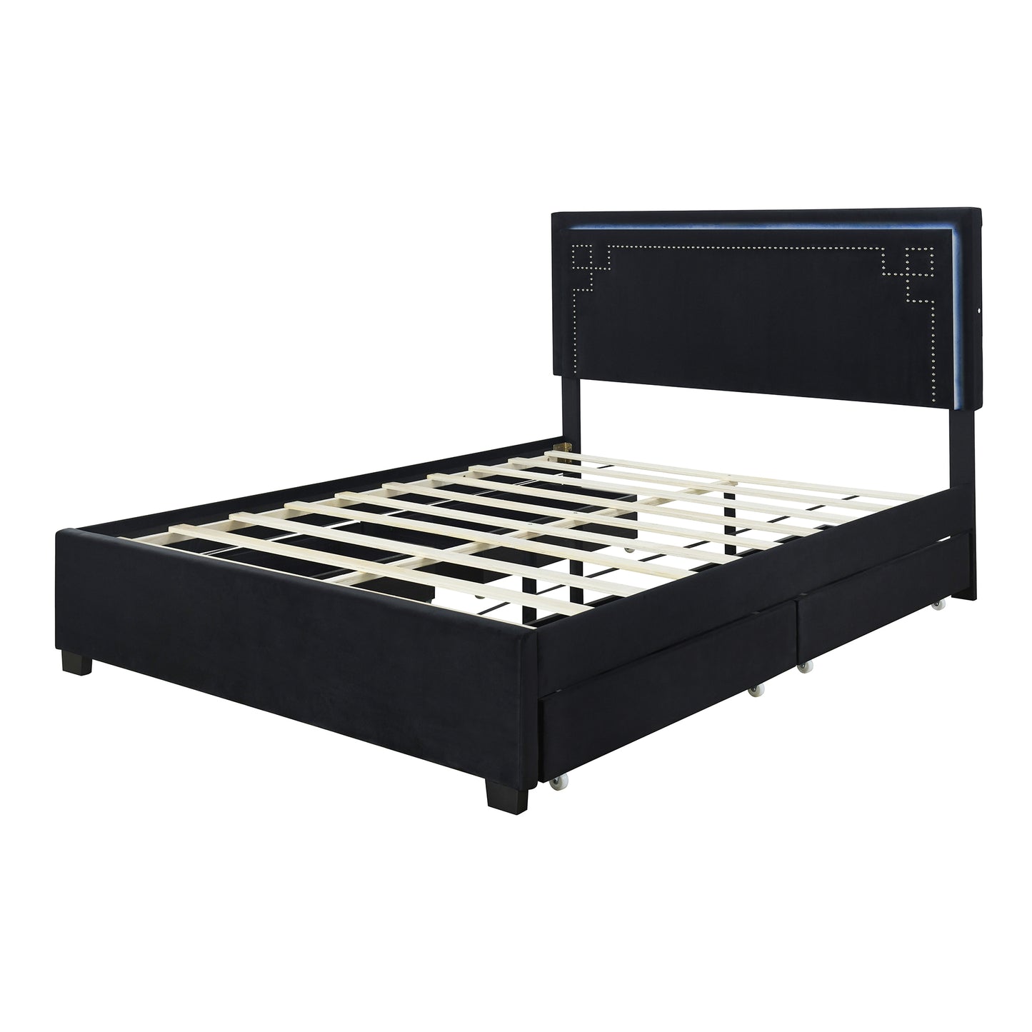 Omo Queen Size Upholstered Platform Bed - Black