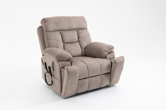 Wilson Power Electric Chenille Reclining Chair - Light Brown