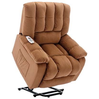 Parsons Power Recliner with Massage Function - Light Brown