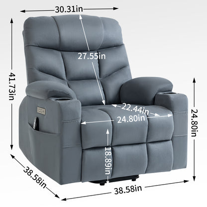 Okin II Power Lift Fabric Recliner Chair with Massage & Heat - Blue