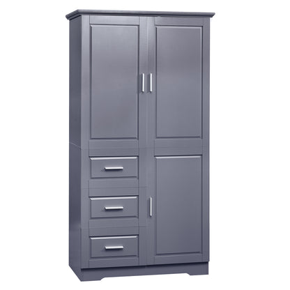 Lofty Cabinet with Doors Three Drawers - Grey