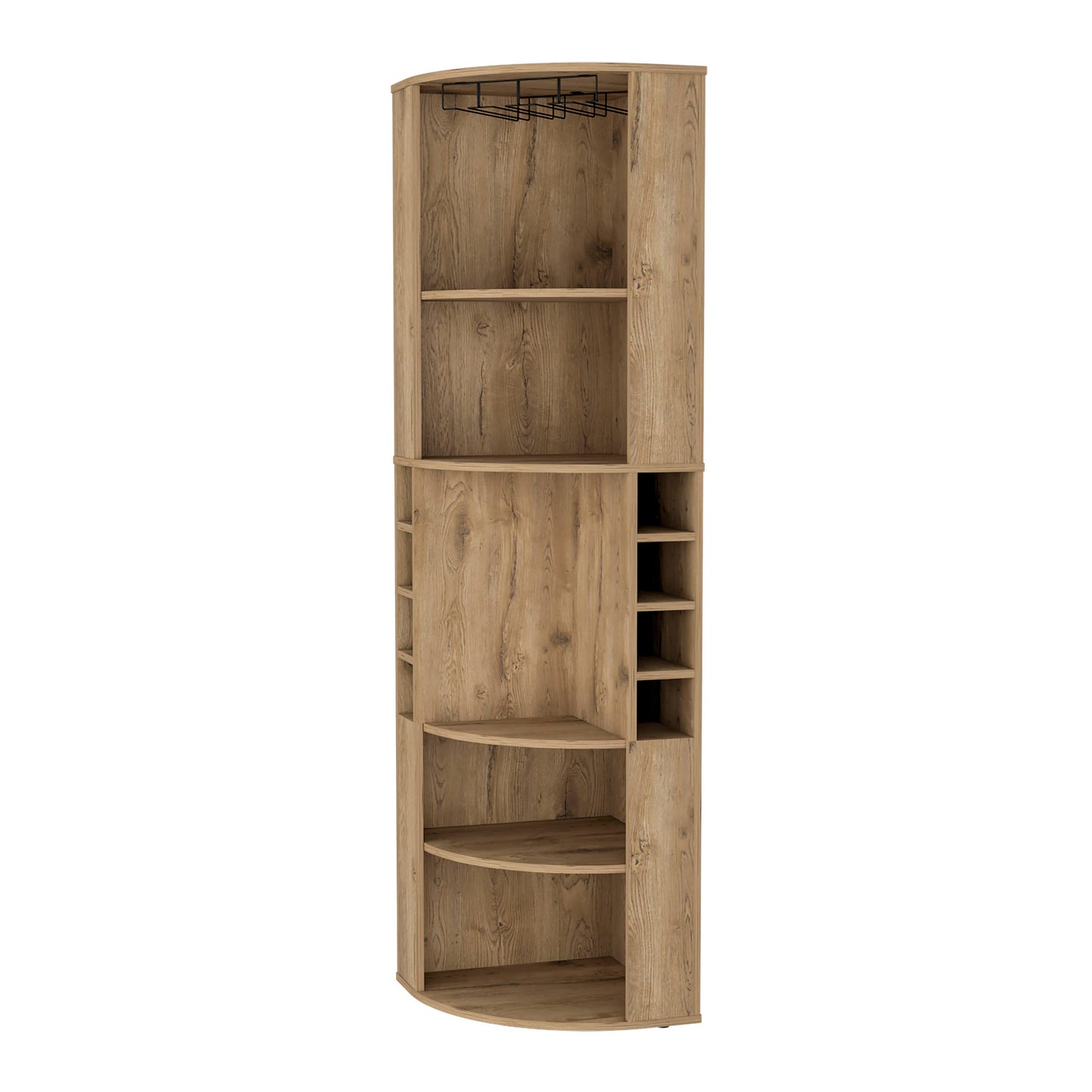 Avery 5 Large Shelves Corner Bar Cabinet - Macadamia