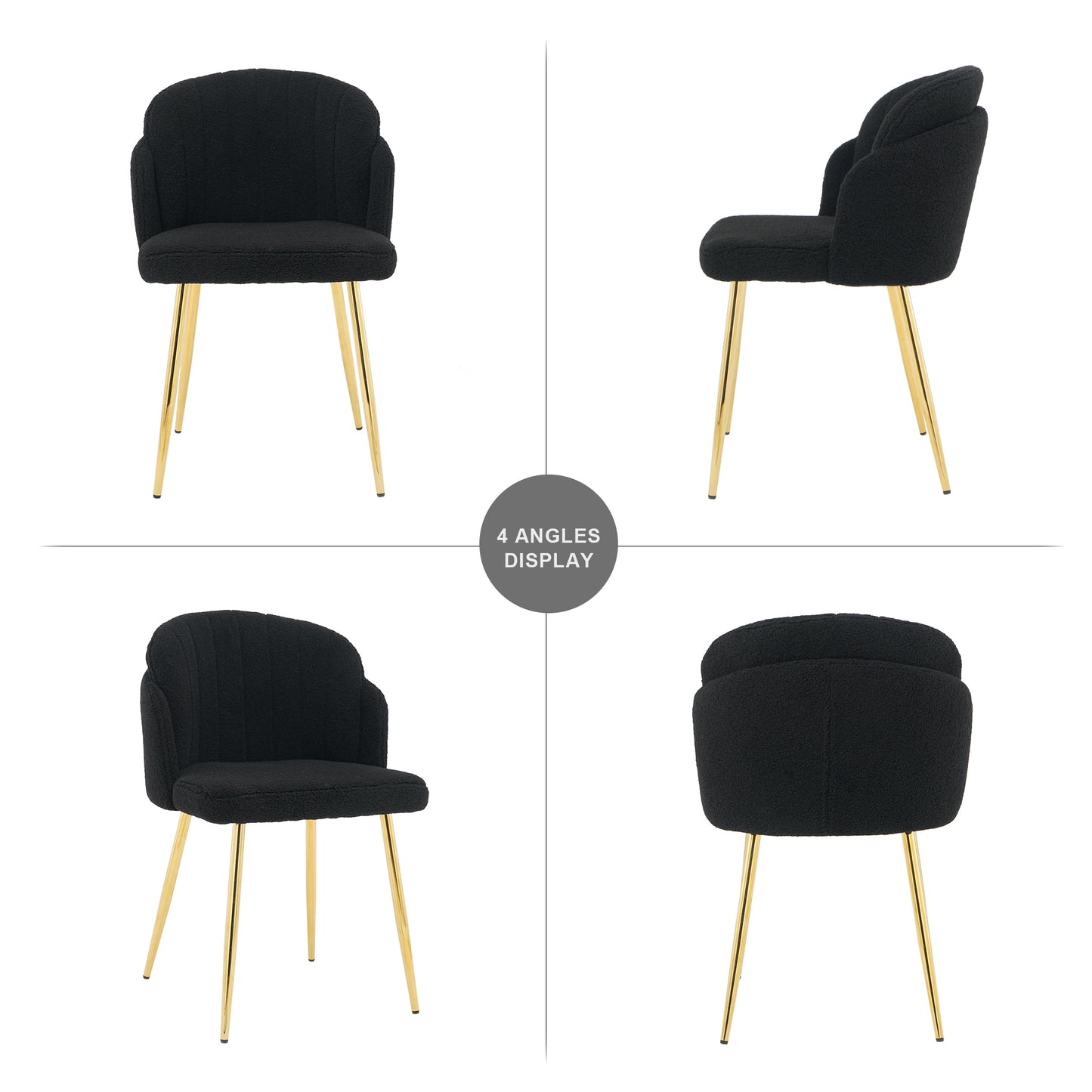 Zulma Fabric Dining Chairs with Gold Leg (Set of 2) - Black