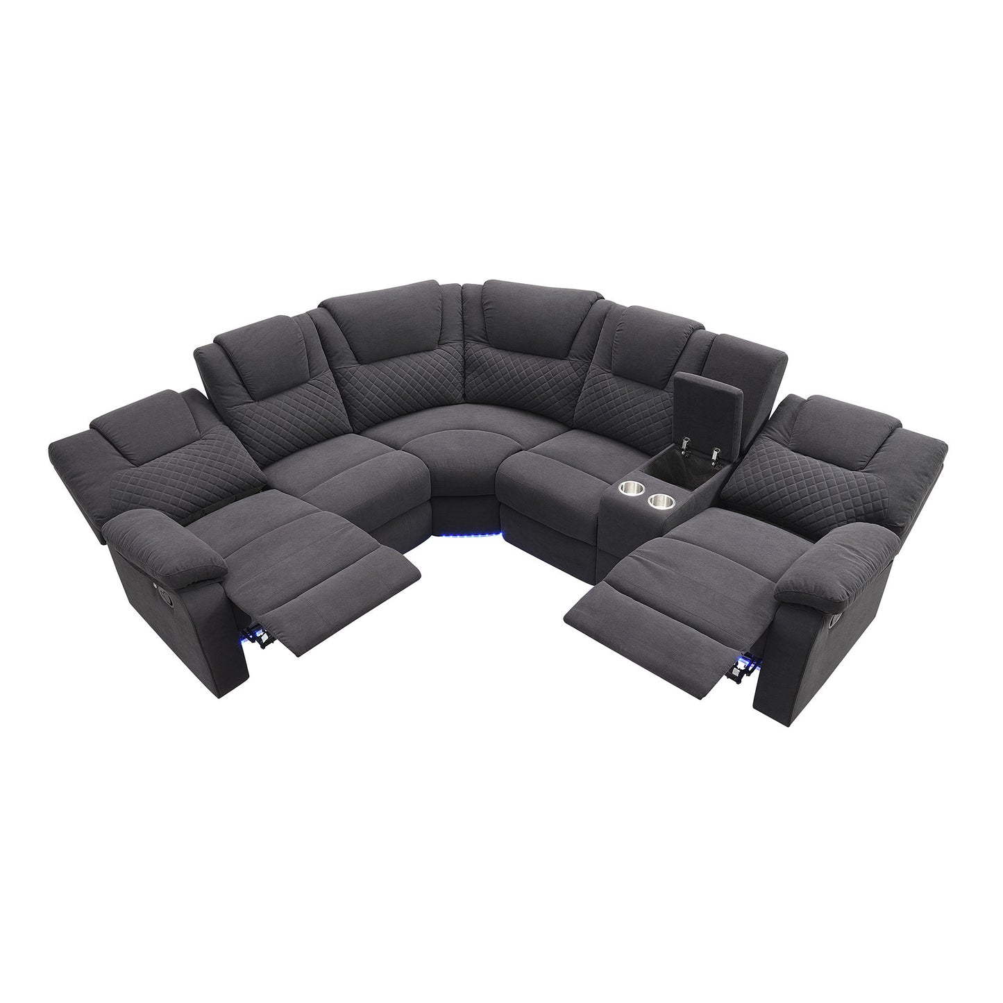 Ashira Manual Recliner Sofa Chairs with Storage - Black