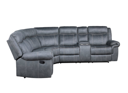 Dollum Velvet Sectional Sofa - Gray