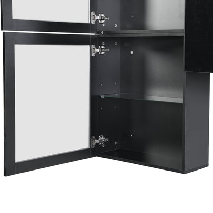 Sata TV Stand with Wall Mounted Floating Storage - Black