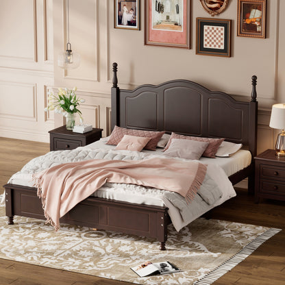 Quarto Queen Size Wood Platform Bed Frame - Dark Walnut