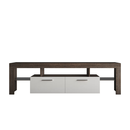 Nova 65 inches TV Stand with LED Lights - Brown+White