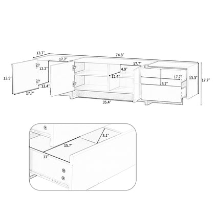 Terra White & Black Contemporary Rectangle Design TV Stand - Black